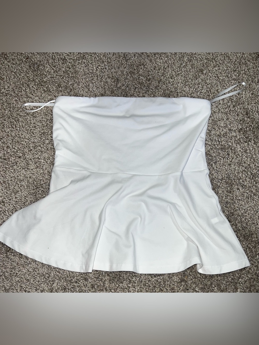 Boston Proper White Strapless Peplum Top Small